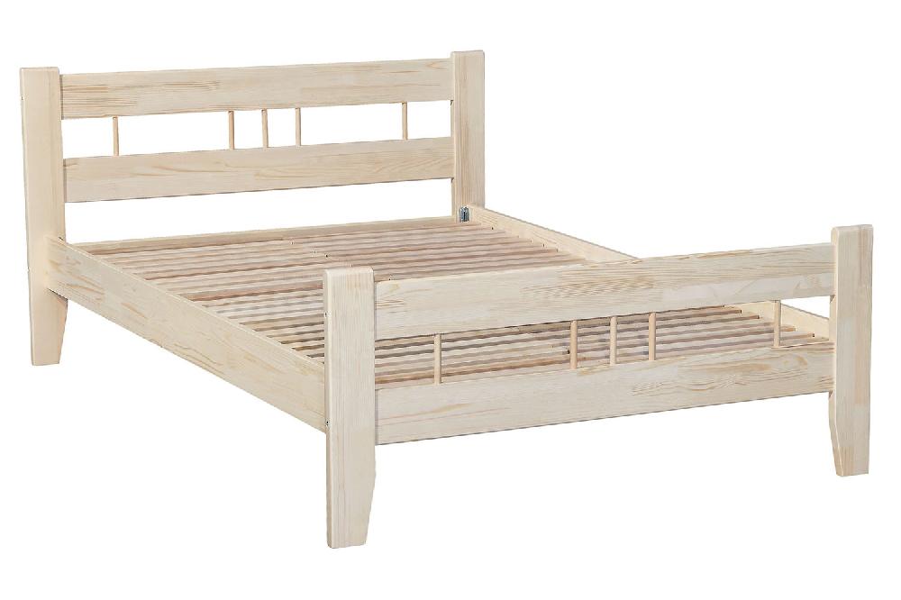 Кровать Массив-2Н 1,4 большая спинка - Бесцветный (Лак)