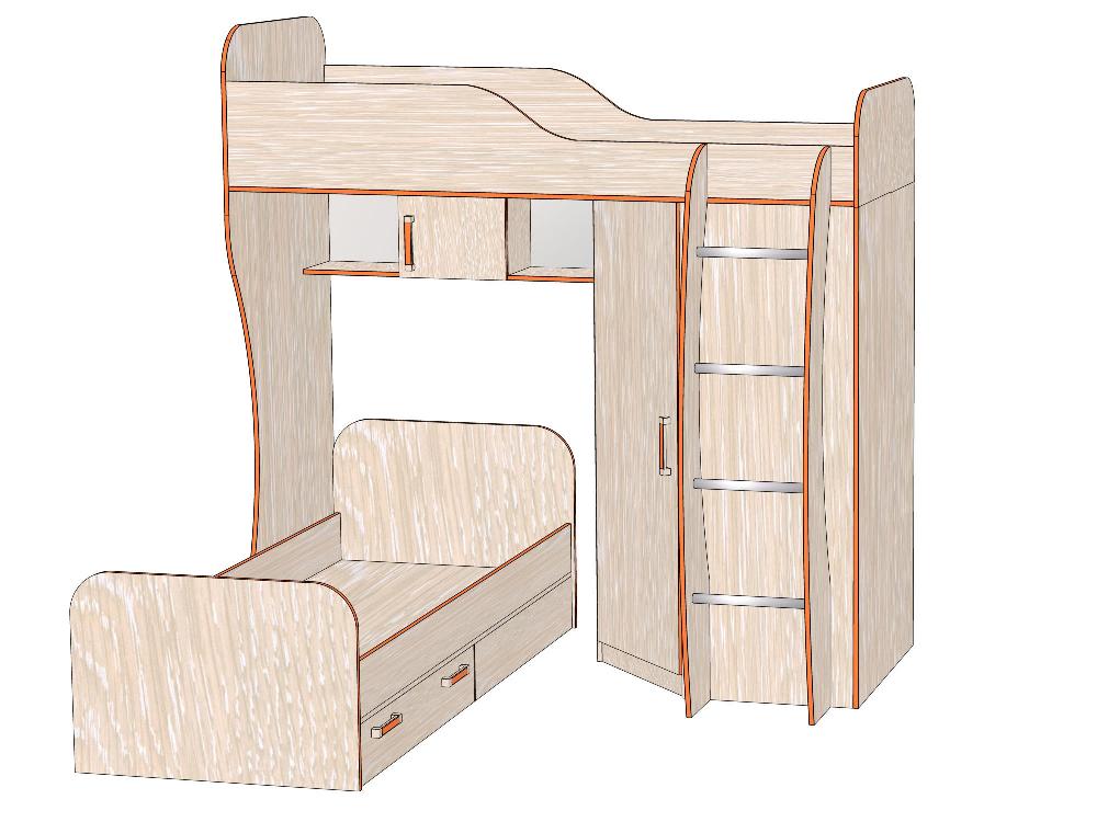 Комплект мебели Джуниор вариант №3 - Дуб Атланта Комплект мебели Джуниор вариант №3 - Дуб Атланта