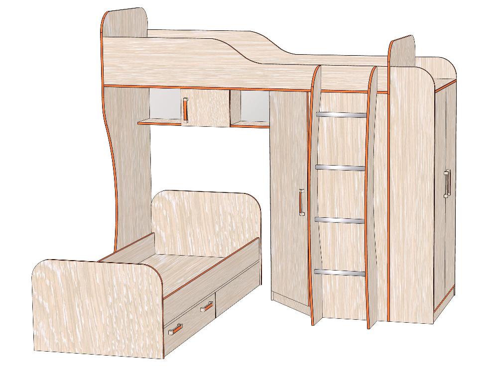 Комплект мебели Джуниор вариант №4 - Дуб Атланта Комплект мебели Джуниор вариант №4 - Дуб Атланта