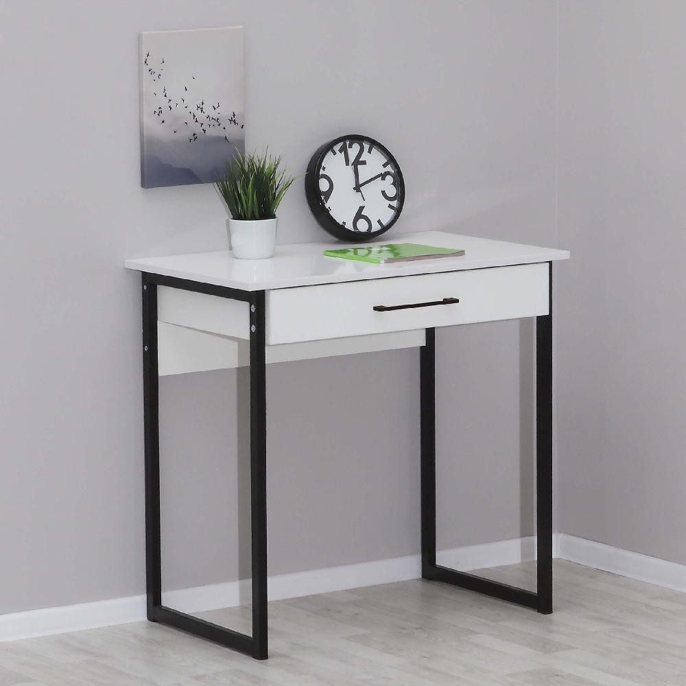 Стол письменный с ящиком на металлокаркасе - Белый жемчуг 81005М, Белый жемчуг 81005М Стол письменный с ящиком на металлокаркасе - Белый жемчуг 81005М, Белый жемчуг 81005М