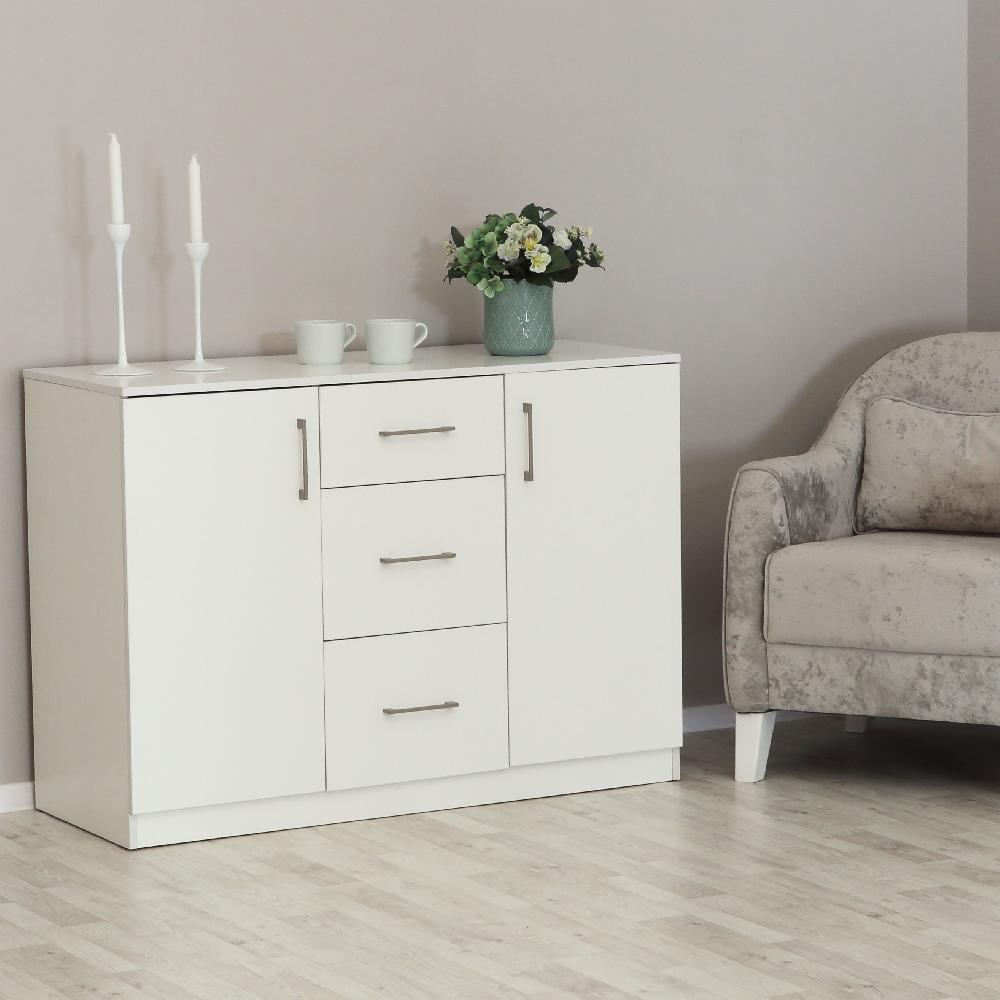 Комод с полками и ящиками 1260х478х862 - Белый жемчуг 81005М