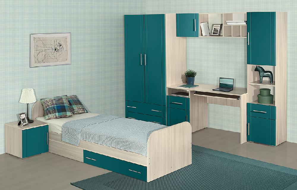 Комплект №29 для детской Блюз - Ясень шимо светлый, Аквамарин SF013 (матовый) Комплект №29 для детской Блюз - Ясень шимо светлый, Аквамарин SF013 (матовый)