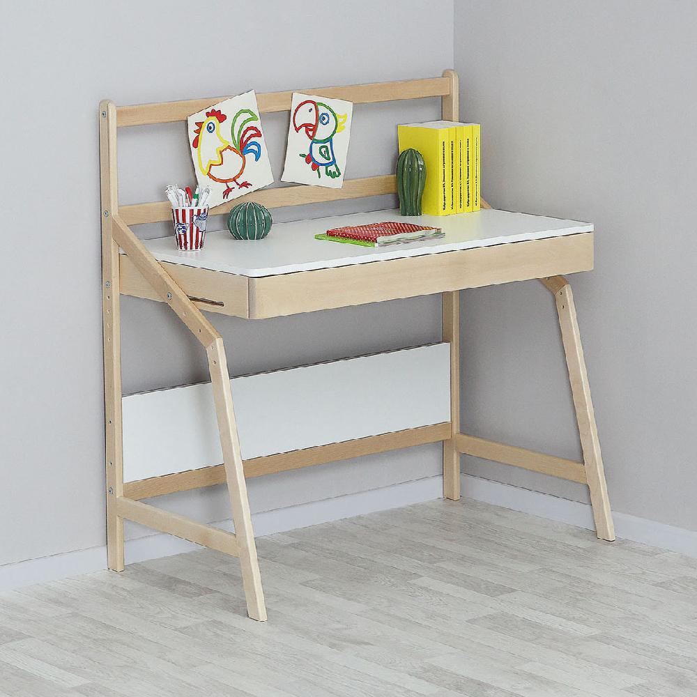 Стол растущий "Скандик" с экраном - Белый жемчуг 81005М